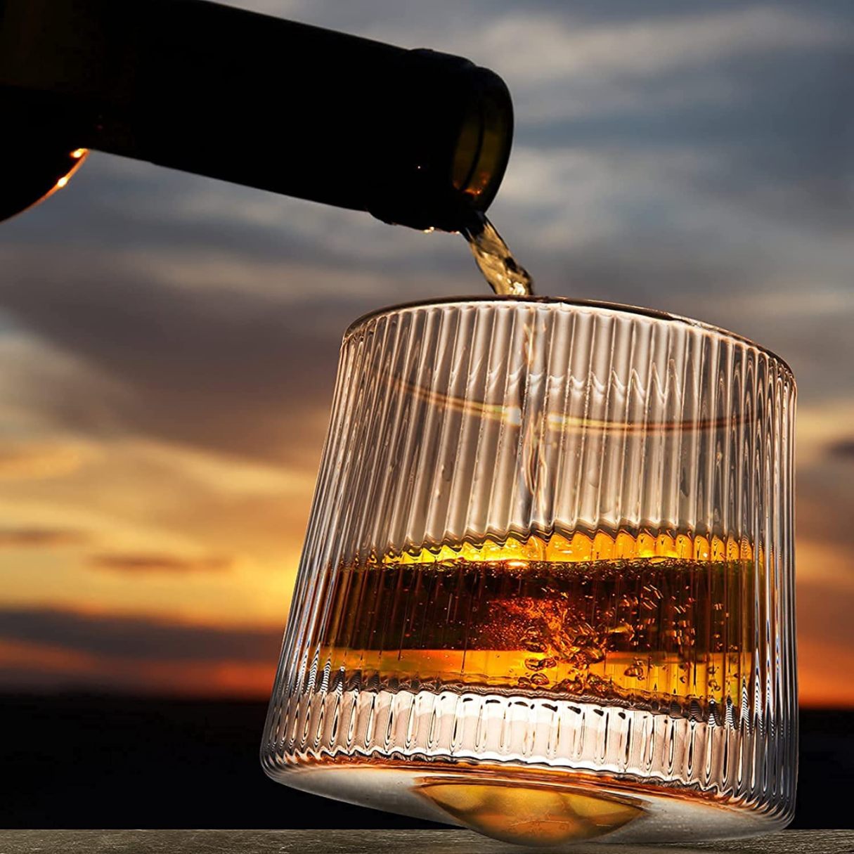 Spinning Glass Ribbed 170ml Set of 6