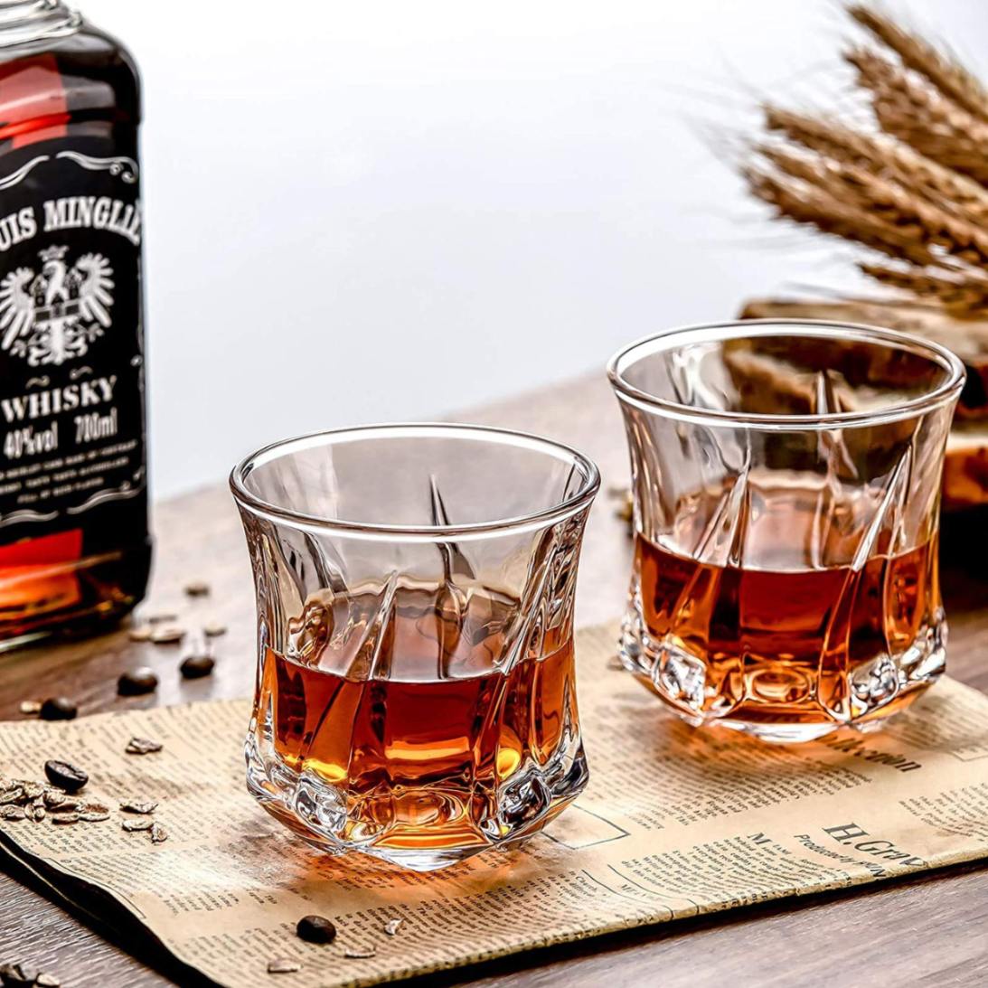 Twisted Rock Style Whiskey Glass 250ml Set of 6