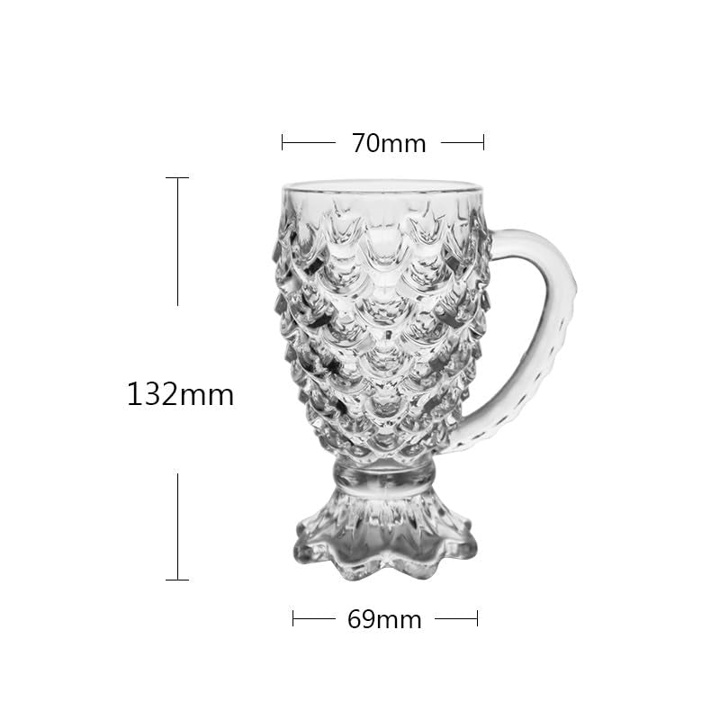 Pineapple Glass Mug 220ml Set of 6