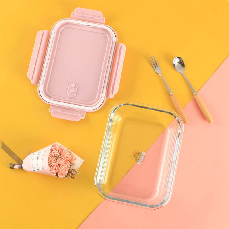 Rectangle Glass Lunch Box with Silicone Lid