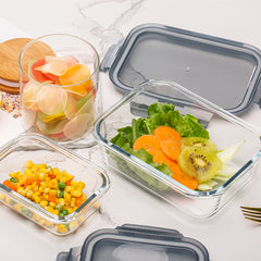 Rectangle Glass Lunch Box with Silicone Lid