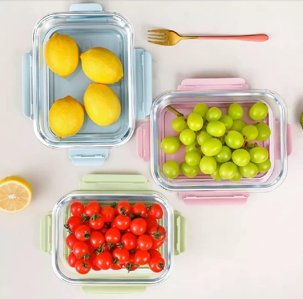 Rectangle Glass Lunch Box with Silicone Lid