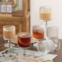 Ribbed Goblet Glass Cups 240ml Set of 6