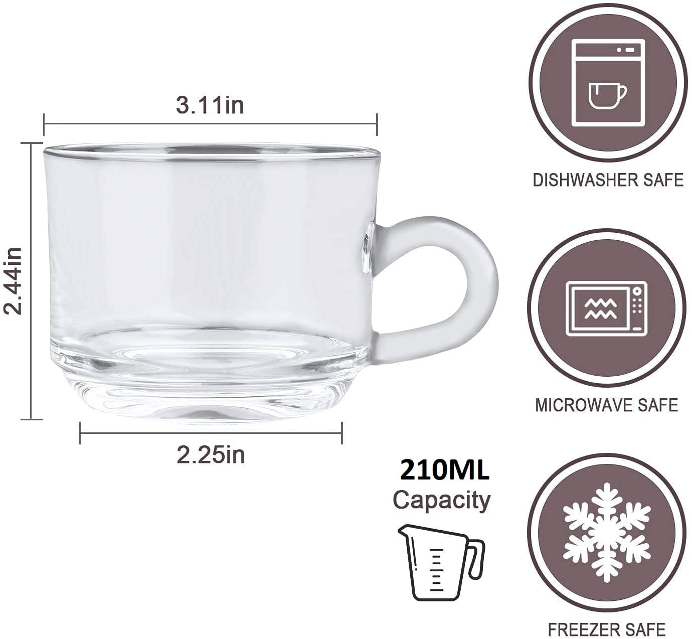 Roma Tea Cup 210ml Set of 6