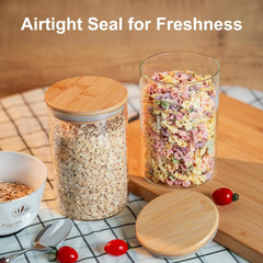 Round Glass Storage Jar with Wooden Lid 1050ml