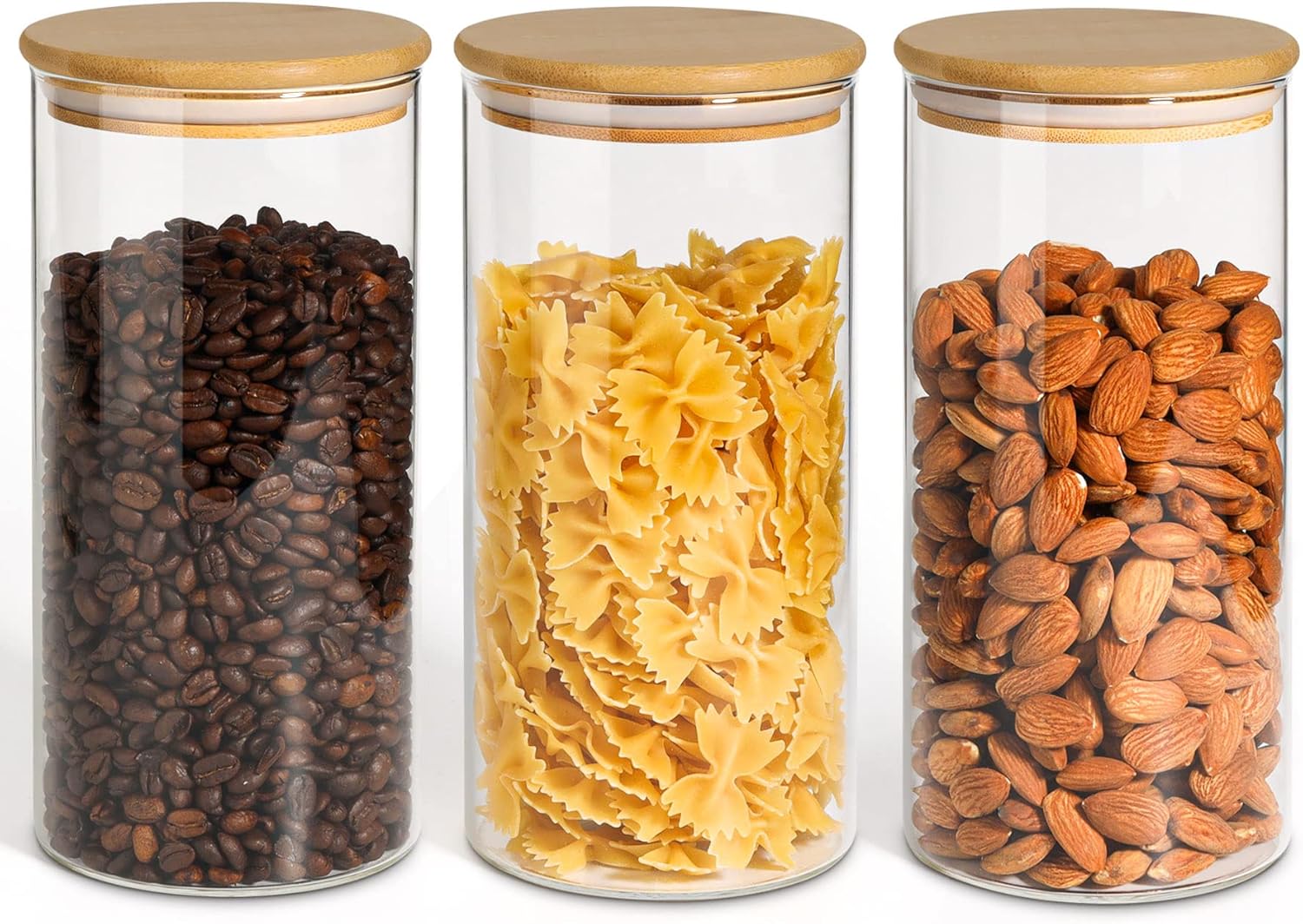 Round Glass Storage Jar with Wooden Lid 1400ml