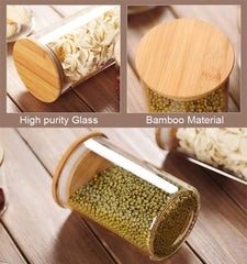 Round Glass Storage Jar with Wooden Lid 320ml