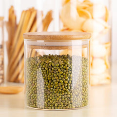 Round Glass Storage Jar with Wooden Lid 685ml