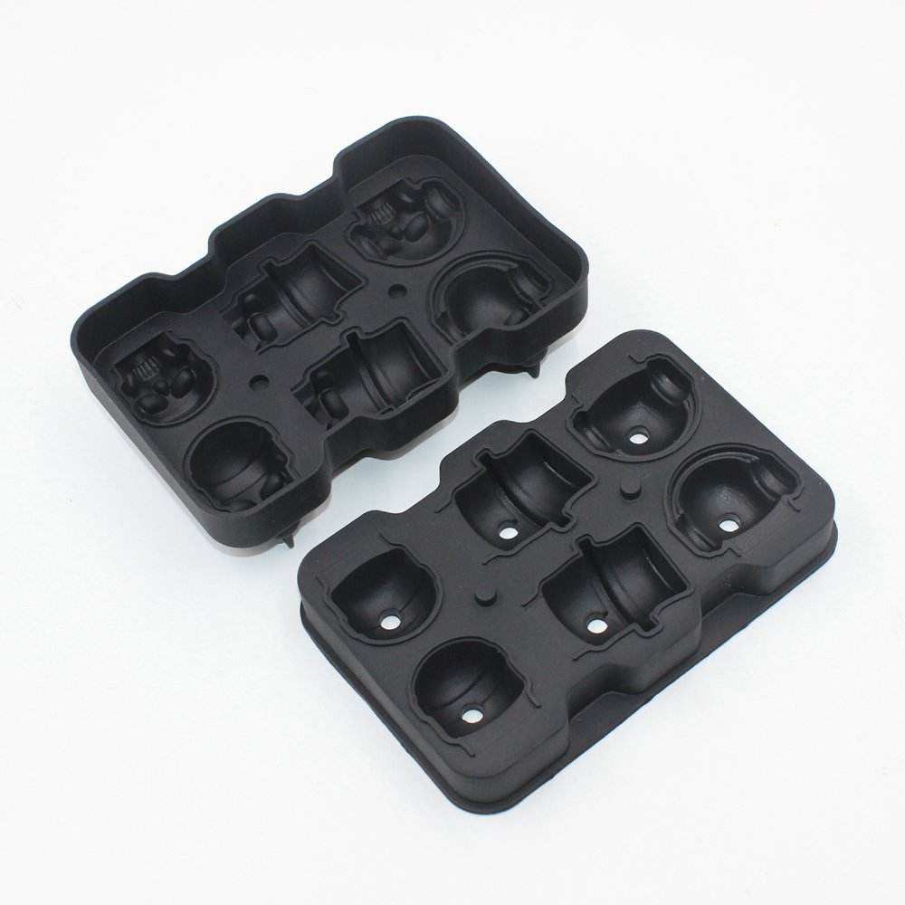 Silicone 3D Skull Ice Mould 6 Grid Tray with Lid