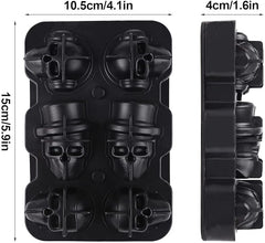 Silicone 3D Skull Ice Mould 6 Grid Tray with Lid