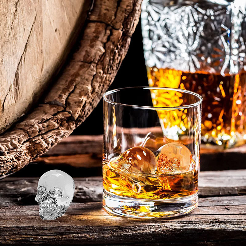 Silicone 3D Skull Ice Mould 6 Grid Tray with Lid