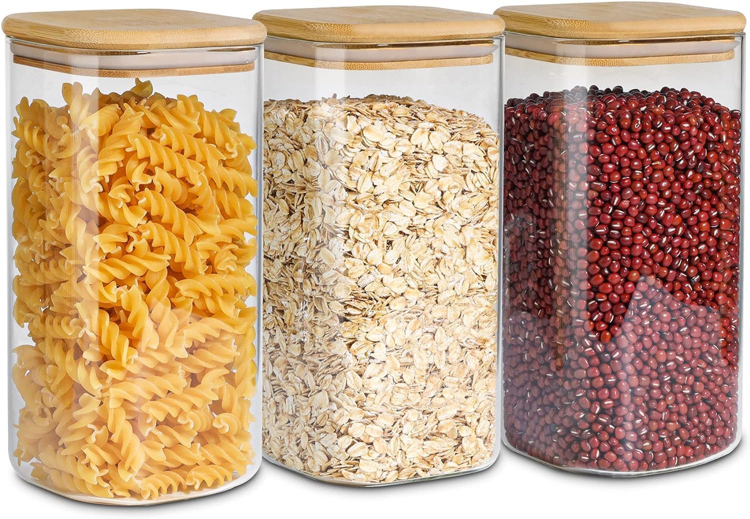 Square Glass Jar with Wooden Lid 1580ml
