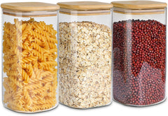 Square Glass Jar with Wooden Lid 1580ml