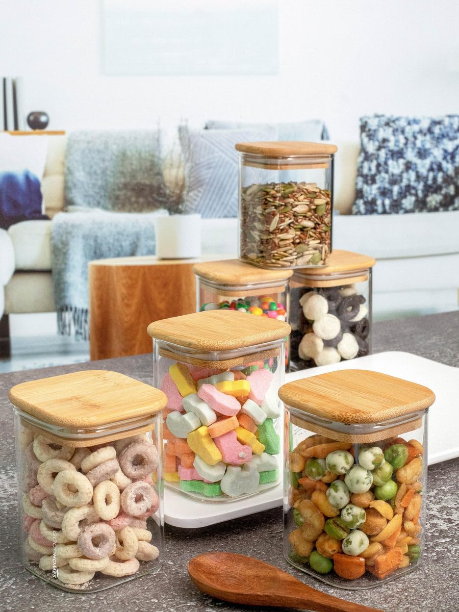 Square Glass Jar with Wooden Lid 230ml