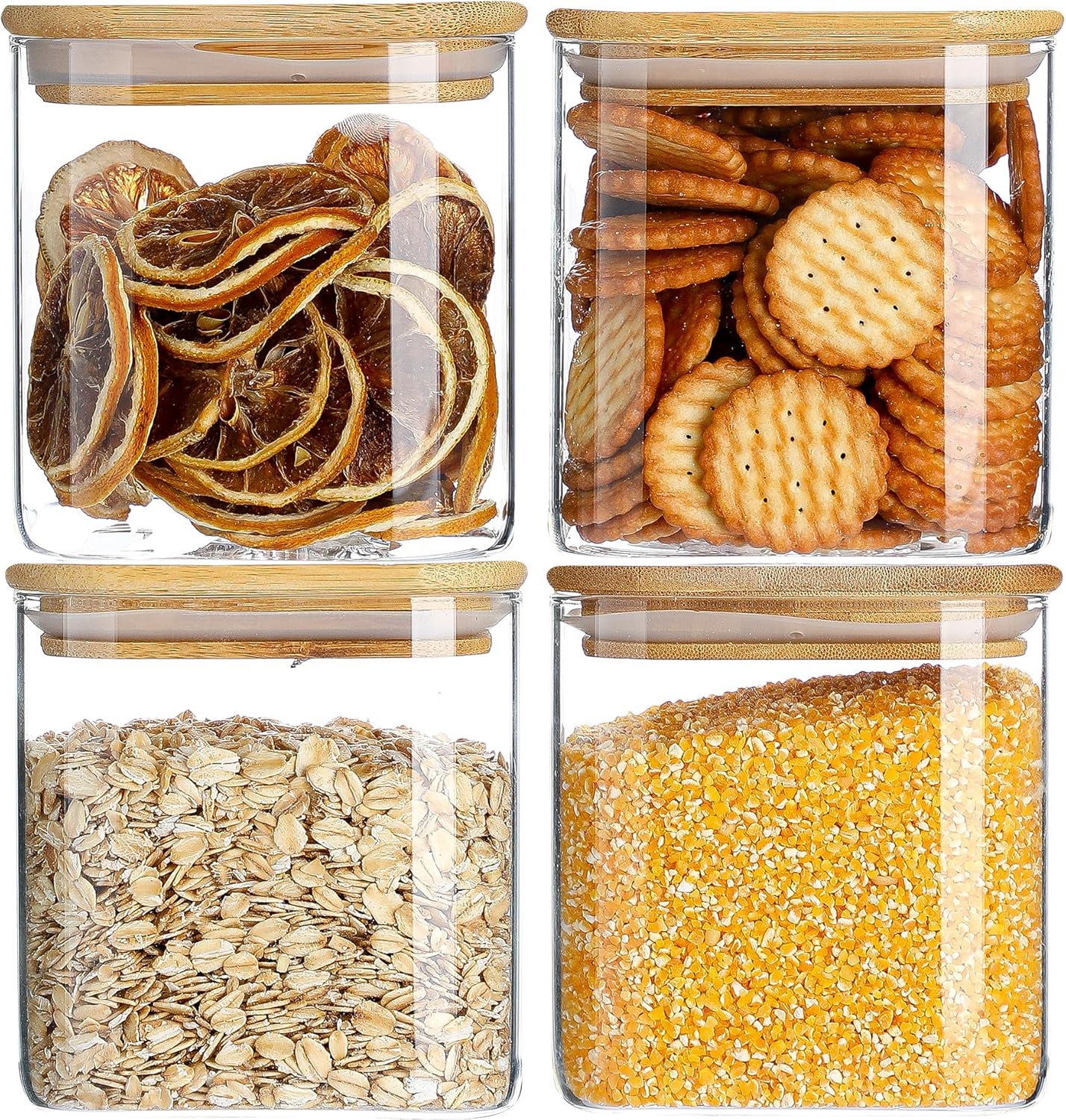 Square Glass Jar with Wooden Lid 750ml