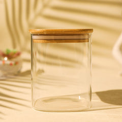 Square Glass Jar with Wooden Lid 950ml