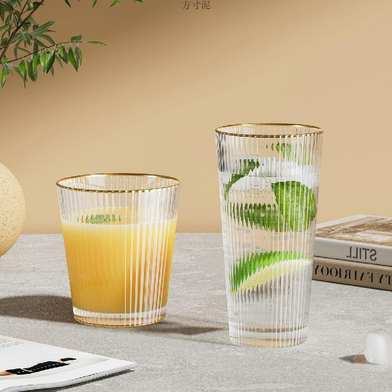 Crystal Water Glass with Gold Line 370ml Set of 6