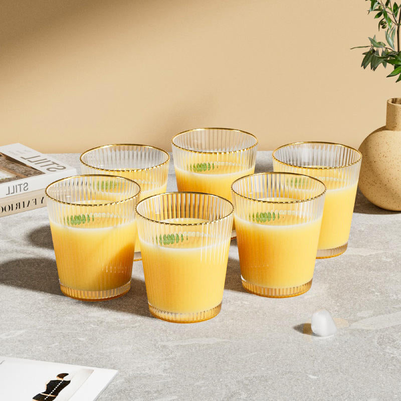 Crystal Water Glass with Gold Line 315ml Set of 6