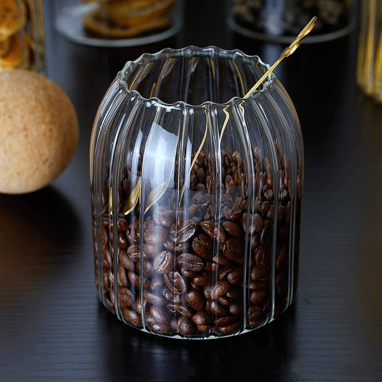 Glass Jar with Ball Cork Lid (S-500ml, M-700ml, L-1200ml) Set of 3